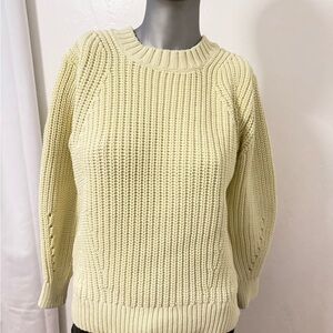Everlane Women's The Texture Cotton Crew‎ Neck Chunky Fisherman Sweater Yellow